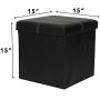 Otto & Ben Folding Toy Boxes Chest with Memory Foam Seat, Faux Leather Small Ottomans Bench Foot Rest Stool, Line Black