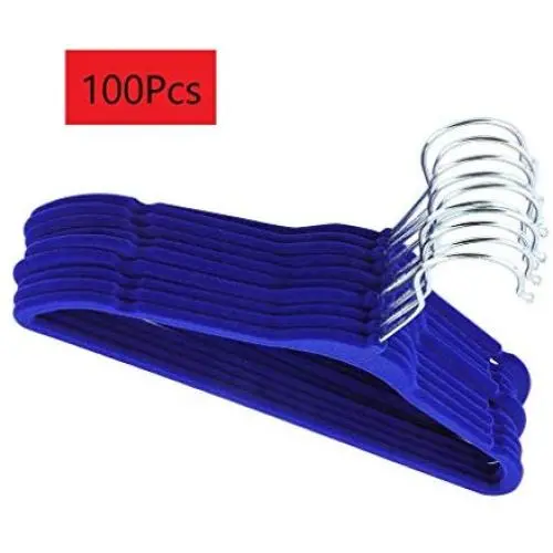 Simoner Velvet Flocking Non-Slip Clothes Hanger, Skirt Kid Clothes Stand Colorful Clothes Hanger for Baby Children (100Pcs)