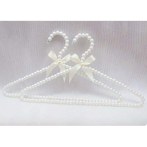 Bueer 10 Pack Pearl Beads Metal Elegant Clothes Hangers Standard Hangers (White)