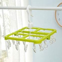 UnitedCAheart Space Saving Closet Organizer 360 Rotation Folding Clothes Hanger Towels Socks Bras Underwear Drying Rack with 24 Clips