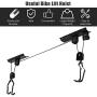 Goplus Bike Lift Hoist Heavy Duty Ceiling Mounted Hoist Storage Garage Hanger Pulley Rack, Lift Height up to 12ft (1 Pack)