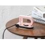 fengdu Portable Electric Iron Travel Iron Mini Iron Folding Dual Voltage Three-Speed Adjustment Palm No Use Water Lightweight Best for Travel with Anti Slip Handle and Non Stick Soleplate (Pink)