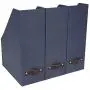 Bigso Estelle Canvas Fiberboard Upright Magazine Storage Box, 12.6 x 4.5 x 9.8 in, Blue