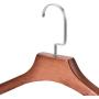 Tiggo High-Grade Solid Wooden Wide Shoulder Coat Hanger, Retro Wood Clothes Hangers, Natural Finish & Pearl Nickel Polished Hook for Winter Heavy Coat and Jacket, Sweater, and Suit, 3-Pack