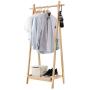 LANGRIA Foldable Bamboo Clothes Laundry Rack with 4 Side Hooks Lower Shoe Shelf for Extra Storage Space A-Frame Design Garment Stand, Bamboo Natural Color LANGRIA Foldable Bamboo Clothes Laundry Rack with 4 Side Hooks Lower Shoe Shelf for Extra Storage Space A-Frame Design Garment Stand, Bamboo Natural Color