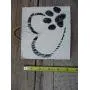 Vintage look HEART PAW PRINT LOVE dog weathered wood sign with burlap hanger antique style old time font