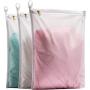 TENRAI Delicates Laundry Bags, 3-Wire Process 3 Times Stronger, Bra Fine Mesh Wash Bag for Underwear, Lingerie, Pantyhose, Socks, Use YKK Zipper, Have Hanger Loops (0 Fluorescent Cloth, 3 Medium, QS