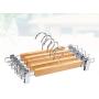 Cabilock Clothes Hanger 5pcs Burlywood Clothing Hanger with Trouser Clamp Domestic Coat Hanger with Stainless Steel Clip