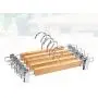 Cabilock Clothes Hanger 5pcs Burlywood Clothing Hanger with Trouser Clamp Domestic Coat Hanger with Stainless Steel Clip