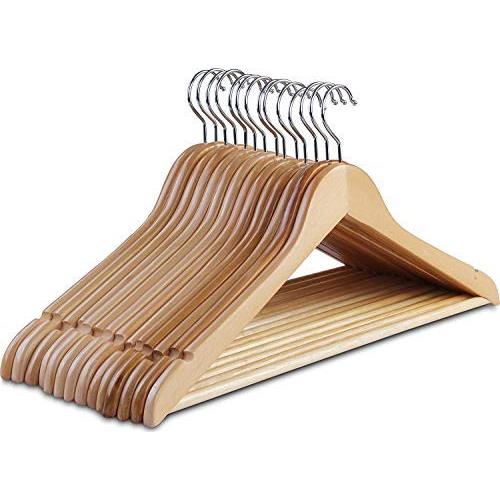 Clothes Hangers, Wooden Hangers Ultra Thin Space Saving Non-Slip Hangers Velvet Hangers Suit Hangers Ideal for Everyday Standard Use, Clothing Hangers 10 Pack