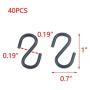 Tulead 40PCS Mini Hanger Hooks Light Duty S Hooks Iron Hanging Hook Jewelry Hooks Black Hooks Connectors 1''x0.7''