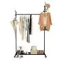 Cxjff Floor Standing Coat Rack Movable Hanger Clothes Bags Leisure 10 Hooks Easy Install, Iron (Color : Black, Size : 105x40x177cm)