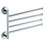 AIYoo Swivel Towel Bar 15 inch Wall-Mounted SUS 304 Stainless Steel 4-Arm Bathroom Swing Hanger Towel Rack Holder Storage Organizer Space Saving, Brushed chrome