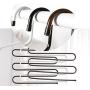 TINYOUTH 4 Pack 5 Layers S-Shape Hanger, Stainless Steel Jeans Trousers Pants Hangers S-Type, Scarf & Tie Hanger, Multi-Functional Trouser Rack Space Saving, Non-Slip Clothes Hangers, White
