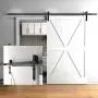 skysen 10FT Sliding Barn Door Hardware Kit Black (I Shape Hanger)