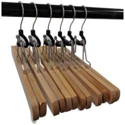Pillowtex Adjustable Wooden Pants Clothes Hangers - Set of 50 Natural Finish Hangers