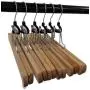Pillowtex Adjustable Wooden Pants Clothes Hangers - Set of 50 Natural Finish Hangers