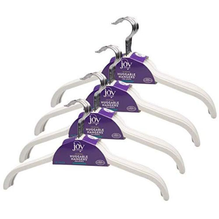 Joy Mangano Hangers (40 Pack) White Huggable Hangers, Non Slip Velvet  Hangers, Space Saving Hangers, Clothes