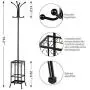 Hall Tree Metal Coat Rack Umbrella Holder Hat Hooks Clothes Storage Stand Hanger
