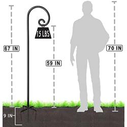 Artigarden Outdoor Shepherd Hooks 76 inch Tall for Bird Feeder (2 Packs), Adjustable Metal Garden Poles for Hanging Plants Solar Light Lantern, Bright Black