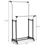 Heize best price Double Bar Adjustable Garment Rack Rolling Clothes Hanger with Shoe Rack Portable (U.S. Stock) Heize best price Double Bar Adjustable Garment Rack Rolling Clothes Hanger with Shoe Rack Portable (U.S. Stock)