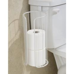 InterDesign Classico Over Tank Toilet Paper Holder ? Spare Roll Storage for Bathroom, Pearl White