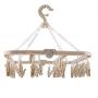 Qiterr Folding Clothes Hanger,Underwear Drying Rack Foldable Rotating Plastic Windproof Multi-Function Drying Rack Non-Slip Clothes Hook(Beige)