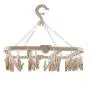 Qiterr Folding Clothes Hanger,Underwear Drying Rack Foldable Rotating Plastic Windproof Multi-Function Drying Rack Non-Slip Clothes Hook(Beige)