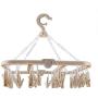 Nannday Drying Rack, 32 Clips Folding Clothes Hanger Windproof Socks Underwear Hook Anti-Slip(Beige)