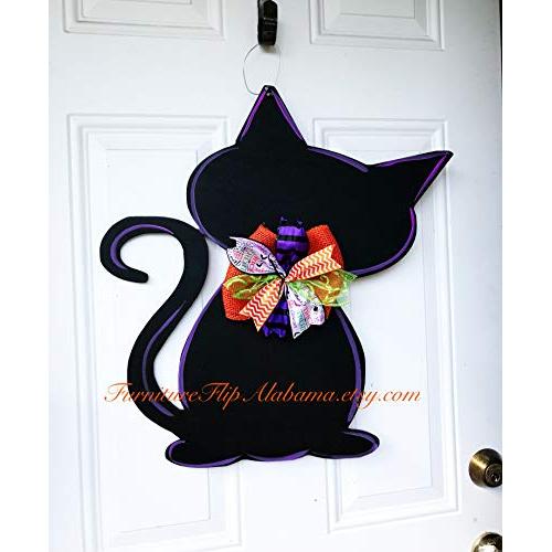 halloween black cat door hanger Hocus Pocus wreath binx cat