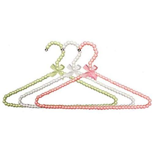 10pcs Random Color Fancy Pearl Bow-Knot Clothes Hanger, Non Slip Plastic Wedding Dress Shirts Suits Hanger for Lady Girl