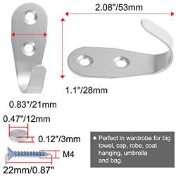 uxcell 10pcs Wall Hooks Stainless Steel Wall Mounted DIY Coats Prong Robe Hooks Clothes Hanger Holder with Screws