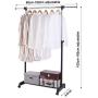 Leaflai Clothes Garment Rack Standard Rod with Wheels and Grid on The Base Heavy-Duty Clothing Rack Adjustable Rolling Extendable Hanging Rail Bottom Storage Shelf with mesh Black Easy to Assemble