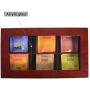 Volenx Tea Chest Box, Wooden Tea Boxes Storage Organizer with Dividers and Glass Window, Tea Boxes Holder 6 Compartment for Tea Bags