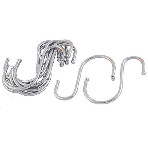 uxcell Stainless Steel S Shaped Pot Pan Clothes Storage Hanger Hook 10 Pcs Silver Tone
