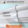 Picture Rail Hangers White - 12 Pack - Picture Rail Hooks - White Molding Hooks for Picture Hanging