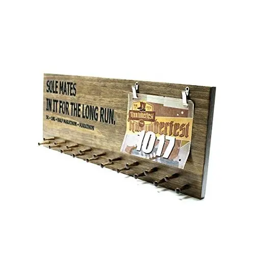 Marathon Medal display 19 PEGS - running medals and race bibs holder - running medals and race bibs hanger - Marathon (CWD-570)