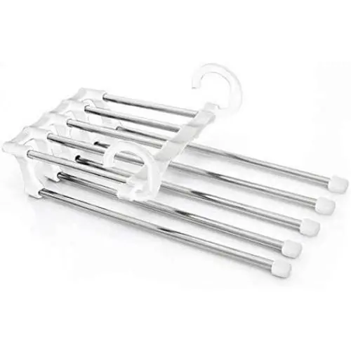 5pcs Portable 5 in 1 Pant Rack Shelves Stainless Steel Clothes Hangers Multi-Functional Wardrobe Magic Hanger 5pcs Portable 5 in 1 Pant Rack Shelves Stainless Steel Clothes Hangers Multi-Functional Wardrobe Magic Hanger
