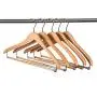 Quality Hangers Wooden Hangers Beautiful Sturdy Suit Coat Hangers with Locking Bar Glossy Natural Wood (5)