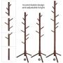 VASAGLE Coat Rack Free Standing with with 8 Hooks, Wood Coat Tree Hall Entryway Stand for Clothes, Hats, Handbags, Umbrella, Solid Wood, Dark Walnut URCR04WN