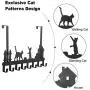 Oak Leaf 2-Pack Over The Door Hook Hanger with Cute Cat Design, Dual Mounted Coat Rack Organizer for Coat, Hat, Clothes, 8-Hooks, Black