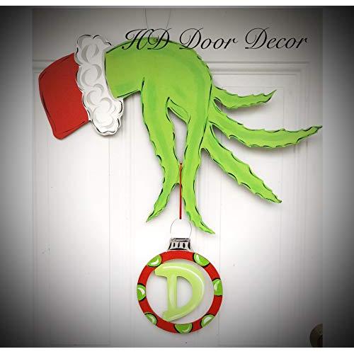 Grinch hand door hanger personalized grinch ornament