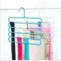 5pcs Radom Color Multi-Functional Five-Layer Anti-Slip Hanger Simply Durable Candy Color Storage Hanger Clothes Storage Tool