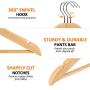 Wood Clothes Hangers 20 Pack, 360° Swivel Hook Suit Hanger, Heavy Duty Smooth Finish Wooden Coat Hangers with Notches & Non Slip Pants Bar for Jacket, Sweater, Camisole, Pants, Dresses, Shirts, Hoodie