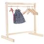 Wood Garment Rack Coat Dress Clothes Organizer with 10 Pieces Wooden Clothes Hangers for Jacket, Umbrella, Clothes, Hats, Scarf, and Handbags Dolls