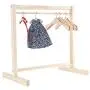 Wood Garment Rack Coat Dress Clothes Organizer with 10 Pieces Wooden Clothes Hangers for Jacket, Umbrella, Clothes, Hats, Scarf, and Handbags Dolls