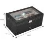 Taocca Leather 12 Piece Eyeglasses Storage and Sunglass Glasses Display Drawer Lockable Case Organizer,Sunglass Glasses Storage Holder Boxes Trays,Gift for Him Her,Black,34 x 19 x 15 cm (L x W x H)