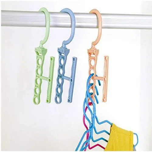 5Hole Practical Clothes Hanger Rack Space Saver Organizer Magic Hanger Closet Organizer Space Save 10pcs Color Random