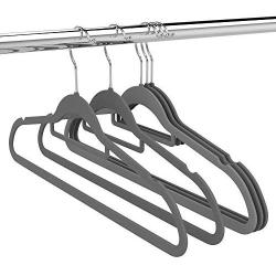 Iddefee Clothes Hanger Pack of 50 Non-Slip Gray Plastic Hangers Space Saving for Bedroom Closet Organizer Pants Hangers (Color : Gray, Size : 4523.50.5cm)