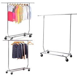 SDIiLAN Closet Organizer Garment Rack Clothes Hanger Home Shelf Portable Single-bar Steel Clothes Rack Silver